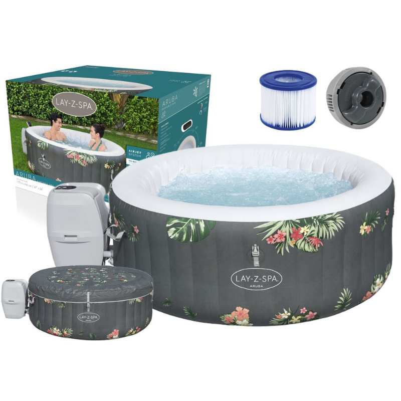 Jacuzzi na napuhavanje Bestway 17066cm sivi sa detaljima