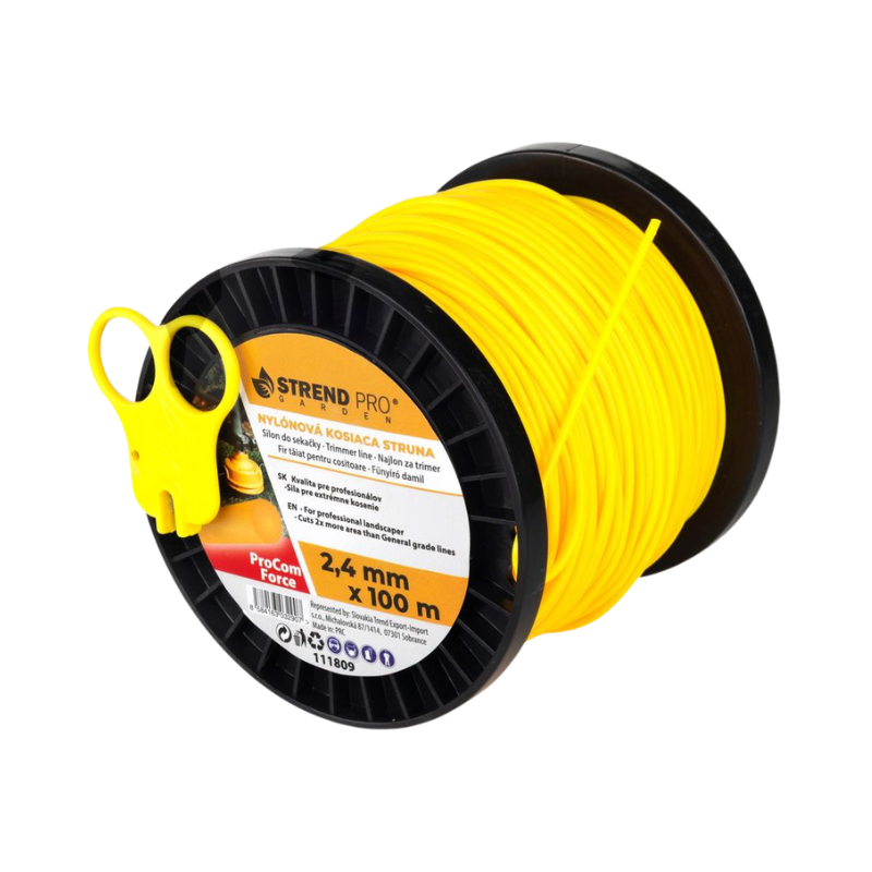STRUNA ZA TRIMER, OKRUGLA, 2.4X100M, SA REZAČEM, SK